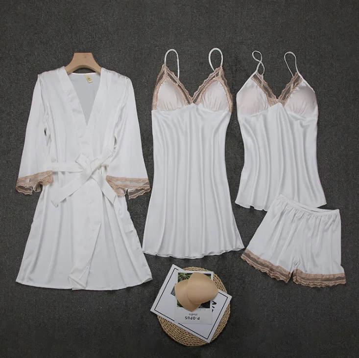 SFY-Y57 Four piece suit pajamas women's sexy Ice Silk suspender shorts suit mid-length nightgown long sleeve thin home wear, Pink, red, black, water blue,dark blue,champagne,white......
SFY-Y57 Four piece suit pajamas women's sexy Ice Silk suspender shorts suit mid-length nightgown long sleeve thin home wear, Pink, red, black, water blue,dark blue,champagne,white......