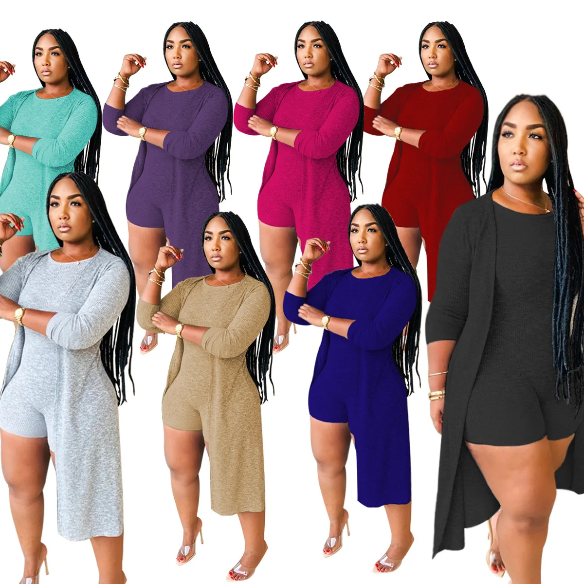 Foma-WY6682 drop shipping solid bodycon jumpsuit women long cardigan two piece set women clothing 2020
Foma-WY6682 drop shipping solid bodycon jumpsuit women long cardigan two piece set women clothing 2020
