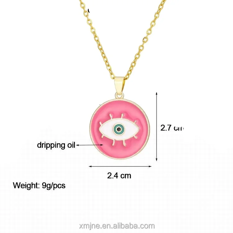 European And American Fashion Simple Eye Necklace Copper Drop Oil 18K Gold Electroplating Cartoon Personality Round Pendant Jewe
European And American Fashion Simple Eye Necklace Copper Drop Oil 18K Gold Electroplating Cartoon Personality Round Pendant Jewe