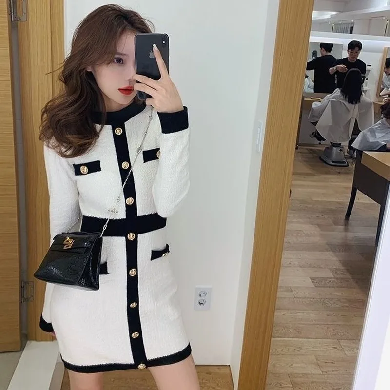 2021 Fashion Korean Style Knitted Dress Winter White Women Knit Bodycon Dress Elegant Long Sleeve Dress Knitwear Women, Black,white
2021 Fashion Korean Style Knitted Dress Winter White Women Knit Bodycon Dress Elegant Long Sleeve Dress Knitwear Women, Black,white