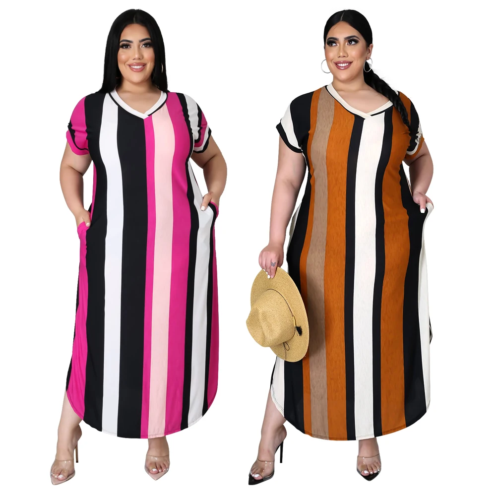 Hot Sale Summer slim striped dress women V-neck patchwork elegant plus size frocks for women
Hot Sale Summer slim striped dress women V-neck patchwork elegant plus size frocks for women