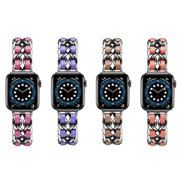 Fashion Adjustable Metal Link Wristband Strap Leather Metal Watch Band For Apple Watch Series 6 5 SE 4 3 38mm 42mm
Fashion Adjustable Metal Link Wristband Strap Leather Metal Watch Band For Apple Watch Series 6 5 SE 4 3 38mm 42mm