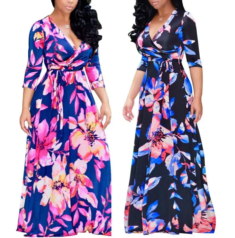 Hot Selling Sexy Fashion digital print Belt Big Swing Casual Plus Size Dress Woman Middle Sleeve Long Elegant Apparel, As picture
Hot Selling Sexy Fashion digital print Belt Big Swing Casual Plus Size Dress Woman Middle Sleeve Long Elegant Apparel, As picture
