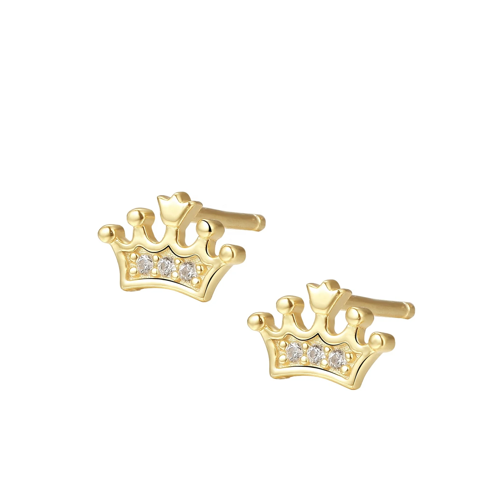 18K Gold Plated Jewelry Custom 7.5mm Diamond Cubic Girls Baby Women 925 Sterling Silver Earrings Crown Stud Earring
18K Gold Plated Jewelry Custom 7.5mm Diamond Cubic Girls Baby Women 925 Sterling Silver Earrings Crown Stud Earring
