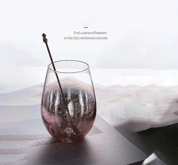 Hot Sale Valentine's Day Gift Starry Sky Cup Stemless Wine Glass Rainbow Glass Cups