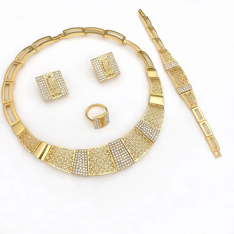 Fashion Gold Plated Jewelry Sets Luxury Jewellery Bridal Wedding Earrings Necklace Jewelry Set Wholesale Earrings for Women
Fashion Gold Plated Jewelry Sets Luxury Jewellery Bridal Wedding Earrings Necklace Jewelry Set Wholesale Earrings for Women