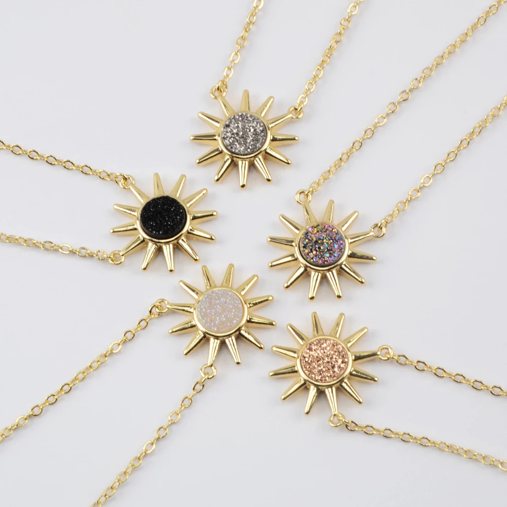 ZG0440 Fashion Gold plated Sun shape Druzy Necklace Gold layer Necklace Druzy Bohemian Jewelry
ZG0440 Fashion Gold plated Sun shape Druzy Necklace Gold layer Necklace Druzy Bohemian Jewelry