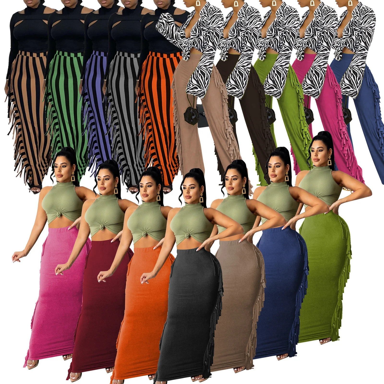 QIANZI High-Quality Brushed fabric Womens fall clothing 2021 stripe printing tassel dress street wear fringe long skirts
QIANZI High-Quality Brushed fabric Womens fall clothing 2021 stripe printing tassel dress street wear fringe long skirts