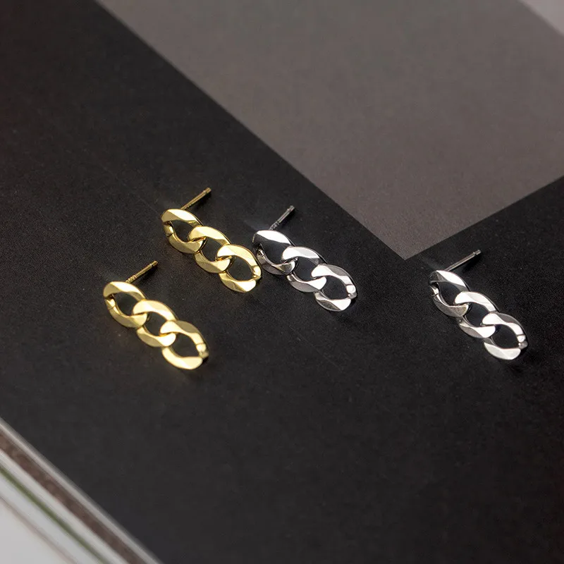 fashion jewelry 925 sterling silver minimalist earring simple link chain shape gold plated stud earrings for women
fashion jewelry 925 sterling silver minimalist earring simple link chain shape gold plated stud earrings for women