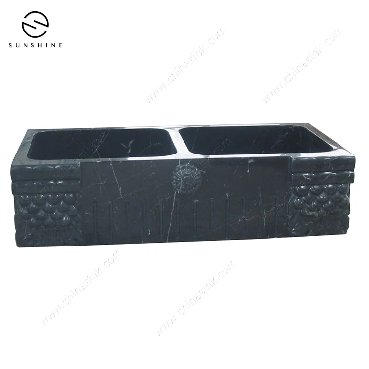 Cheap Price China Nero Margiua Marble Stone Under Mounted Kitchen Farm Sink
