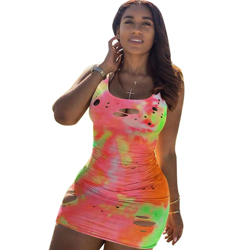 Custom Summer Hollow Out Sleeveless Sundress Tie Dye Sexy Club Bodycon Women Vest Mini Dress, Shown
Custom Summer Hollow Out Sleeveless Sundress Tie Dye Sexy Club Bodycon Women Vest Mini Dress, Shown