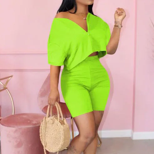 2021 2 Piece Set Women Summer Hot Style Cute Cute Fashion Colorful Two-Piece Short Sets, Pink/yellow/orange/red/black/fluorescent green/light green
2021 2 Piece Set Women Summer Hot Style Cute Cute Fashion Colorful Two-Piece Short Sets, Pink/yellow/orange/red/black/fluorescent green/light green