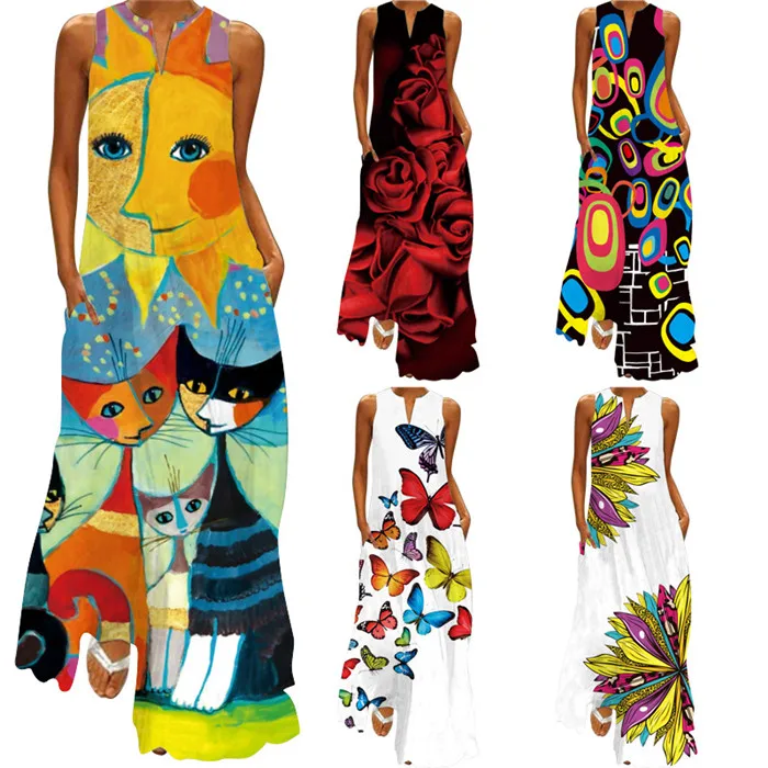 Plus Size Women's Dresses Sleeveless Maxi Elegant Women Casual Sundress Ladies Dress Africa Women Vintage Dress
Plus Size Women's Dresses Sleeveless Maxi Elegant Women Casual Sundress Ladies Dress Africa Women Vintage Dress