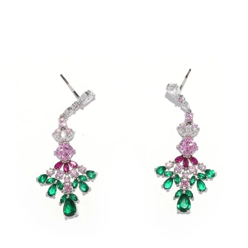 Silver Pink Flower Jewelry Stud Leaf Earring Vintage Style Crystal Earrings, As photo
Silver Pink Flower Jewelry Stud Leaf Earring Vintage Style Crystal Earrings, As photo