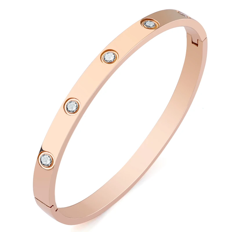 Korean fashion titanium steel open flat full diamond bracelet stainless steel smooth bracelet jewelry, Rose gold
Korean fashion titanium steel open flat full diamond bracelet stainless steel smooth bracelet jewelry, Rose gold