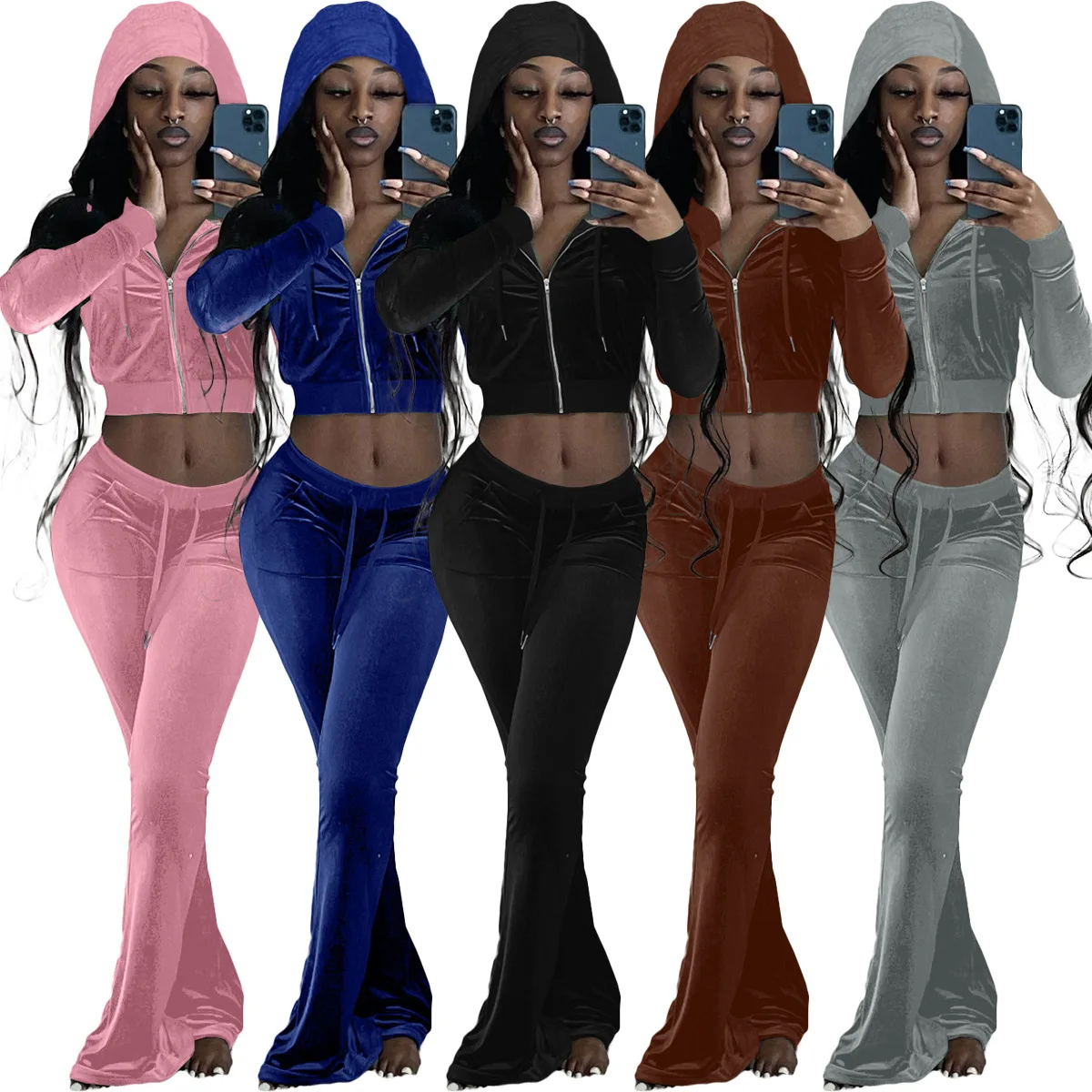 Velvet Tracksuit Crop Top And Flared Trousers Fall Clothing Clothes Women Two 2 Piece Sweatpants And Hoodie Set Velour Tracksuit, 14 color
Velvet Tracksuit Crop Top And Flared Trousers Fall Clothing Clothes Women Two 2 Piece Sweatpants And Hoodie Set Velour Tracksuit, 14 color