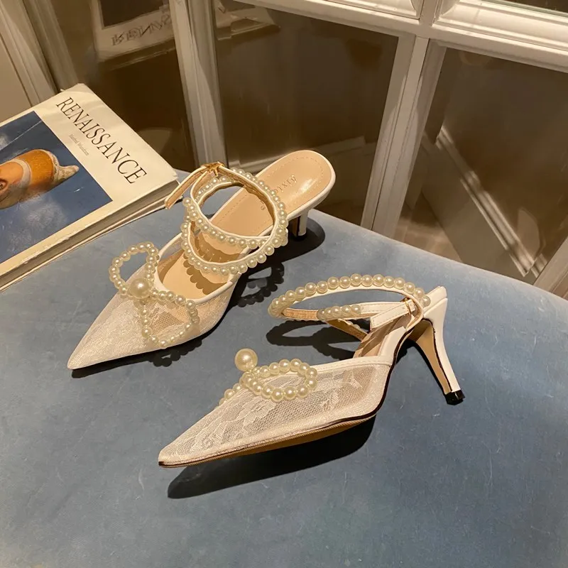 Elegant Women Pointed Toe Sandals Pearl Design Transparent White Shoes Ankle Strap Thin High Heels Pumps Wedding Shoes Slides
Elegant Women Pointed Toe Sandals Pearl Design Transparent White Shoes Ankle Strap Thin High Heels Pumps Wedding Shoes Slides