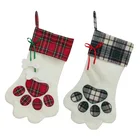 2019 new product christmas creative lovely pet paw christmas stocking decorations printed gift bags