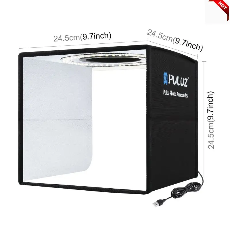 

PULUZ new design table top light room photo studio 25cm 9.8'' photography LED lighting tent backdrop cube mini box foto lightbox