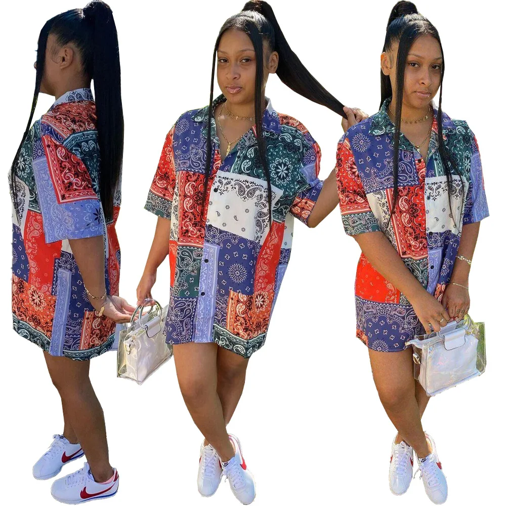 2021 Summer Casual Color Block Patchwork Button Down Shirt Dress Plus Size Loose Short Sleeve Long Womens Shirt Dresses, Picture color
2021 Summer Casual Color Block Patchwork Button Down Shirt Dress Plus Size Loose Short Sleeve Long Womens Shirt Dresses, Picture color
