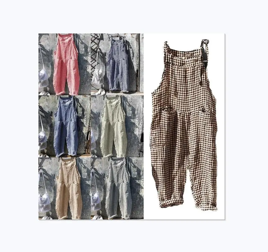 2020 Women Casual Dungarees Strap Long Pants Striped Loose Jumpsuit Pockets Baggy Trousers Overalls Pants
2020 Women Casual Dungarees Strap Long Pants Striped Loose Jumpsuit Pockets Baggy Trousers Overalls Pants