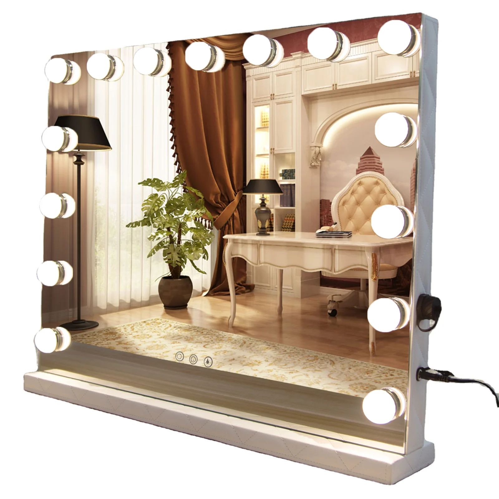 LED Vanity Mirror With 15 Bulbs Hollywood Makeup Lighted Mirror Touch sensor Makeup Mirror, White
LED Vanity Mirror With 15 Bulbs Hollywood Makeup Lighted Mirror Touch sensor Makeup Mirror, White