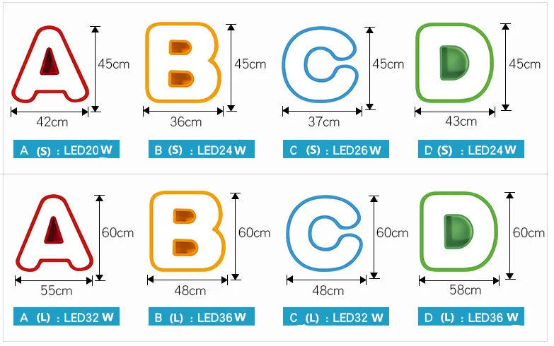 Kids Boy Girl Bedroom Study Room Letter A B C D Cartoon Warm Led Remote Ceiling Chandelier Lights