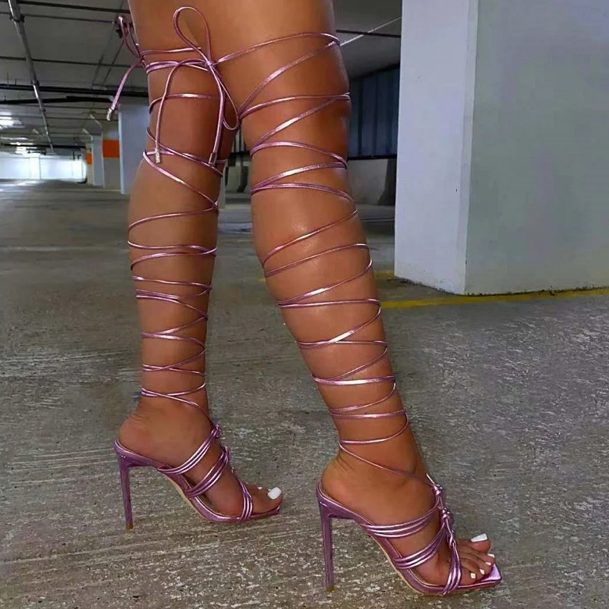 2021 Hot Selling Women Dress Shoes Sexy Strappy Over Knee High Heel Ladies Fashion Stiletto Green Purple Girls Party Sandals, Pink \green 
2021 Hot Selling Women Dress Shoes Sexy Strappy Over Knee High Heel Ladies Fashion Stiletto Green Purple Girls Party Sandals, Pink \green