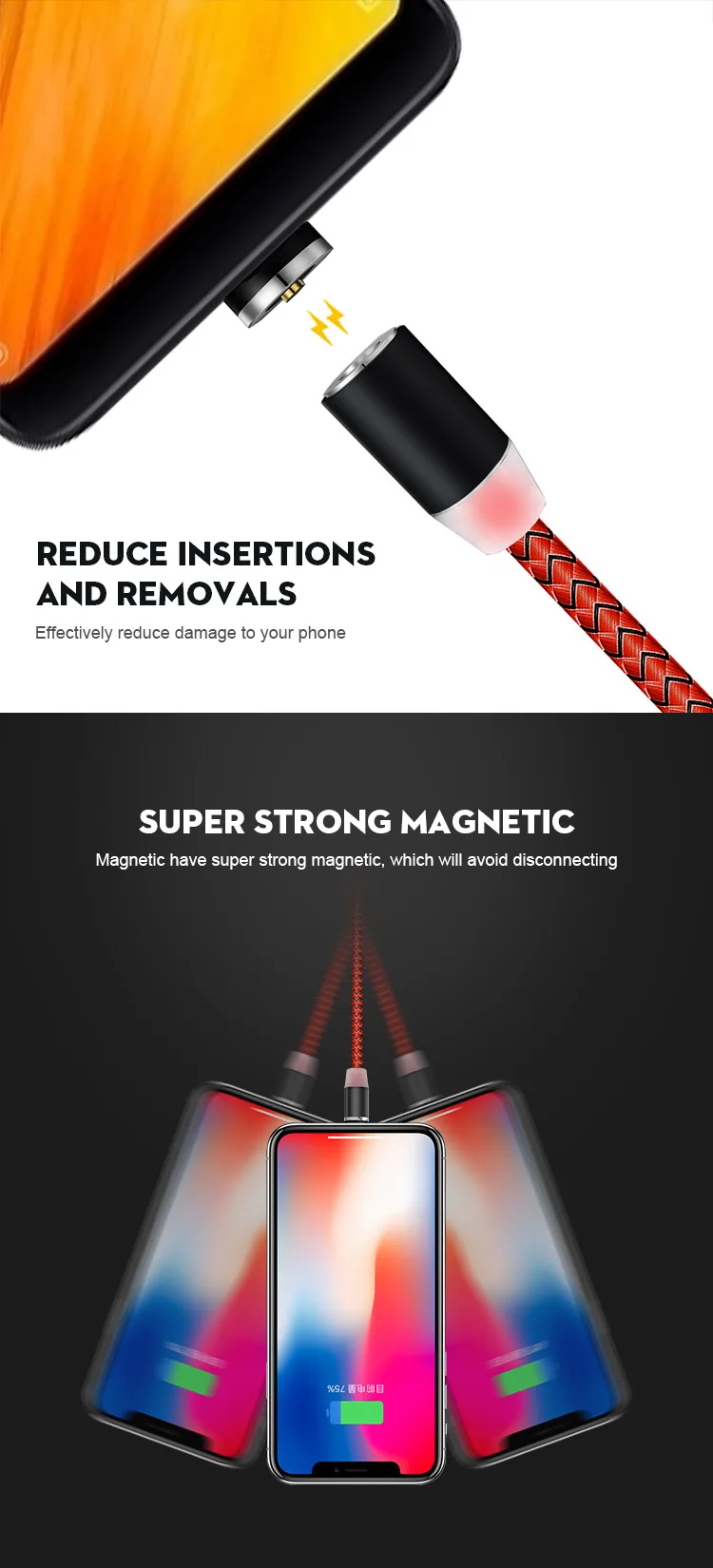 Promo Cheap Cell Phone Braided Micro & Type C & 8 Pin Magnetic Usb Cable 1m 1.5m 2m 3m Usb Data Line for Sale - ANKUX.COM