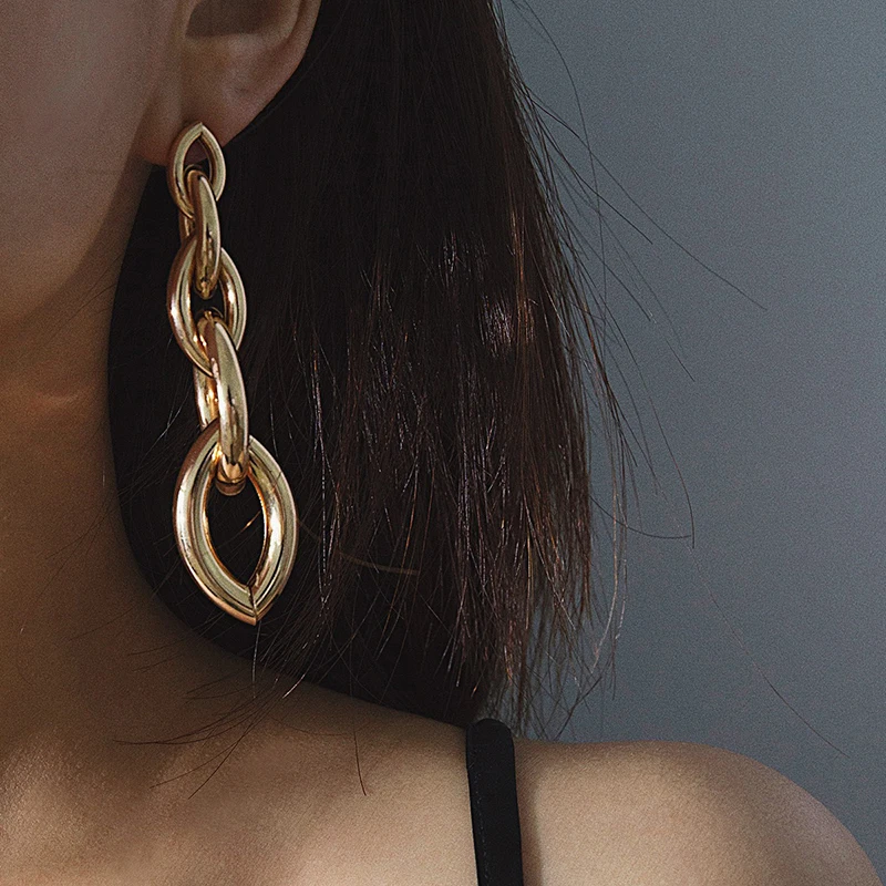 Wholesale Fashion Punk Style Thick Link Chain Dangle Earrings For Women Geometry Drop Earring (SK613), As picture
Wholesale Fashion Punk Style Thick Link Chain Dangle Earrings For Women Geometry Drop Earring (SK613), As picture