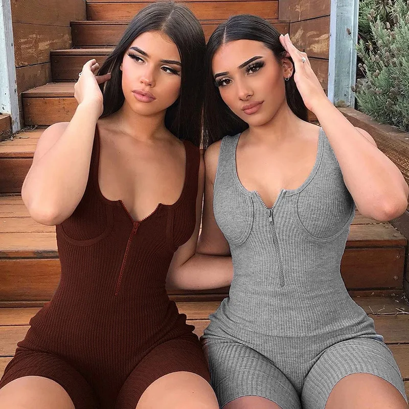 Sexy Ribbed Knitted Zipper Playsuit Women Sleeveless Low Collar Bodycon Rompers One Piece Jumpsuit Casual Sports Bodysuit 2020, Gray,brown
Sexy Ribbed Knitted Zipper Playsuit Women Sleeveless Low Collar Bodycon Rompers One Piece Jumpsuit Casual Sports Bodysuit 2020, Gray,brown