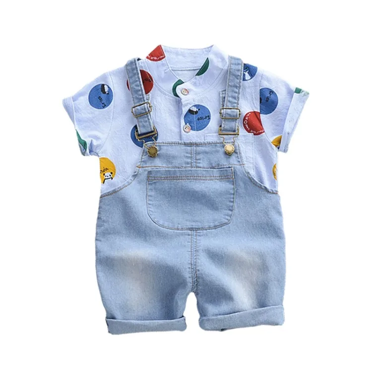2021 summer handsome boy printed washed cotton printed short-sleeved buttoned shirt and denim overalls 2-piece suit, Picture
2021 summer handsome boy printed washed cotton printed short-sleeved buttoned shirt and denim overalls 2-piece suit, Picture