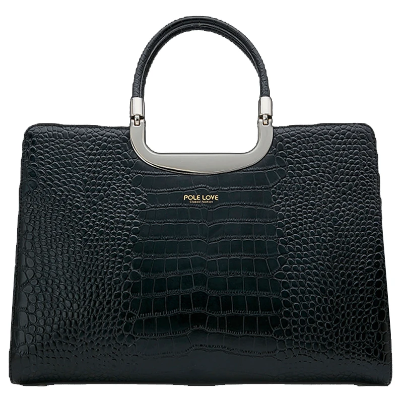 new style natural high-quality cowhide crocodile pattern handbag pure color fashion lux killer bag for women, Black
new style natural high-quality cowhide crocodile pattern handbag pure color fashion lux killer bag for women, Black