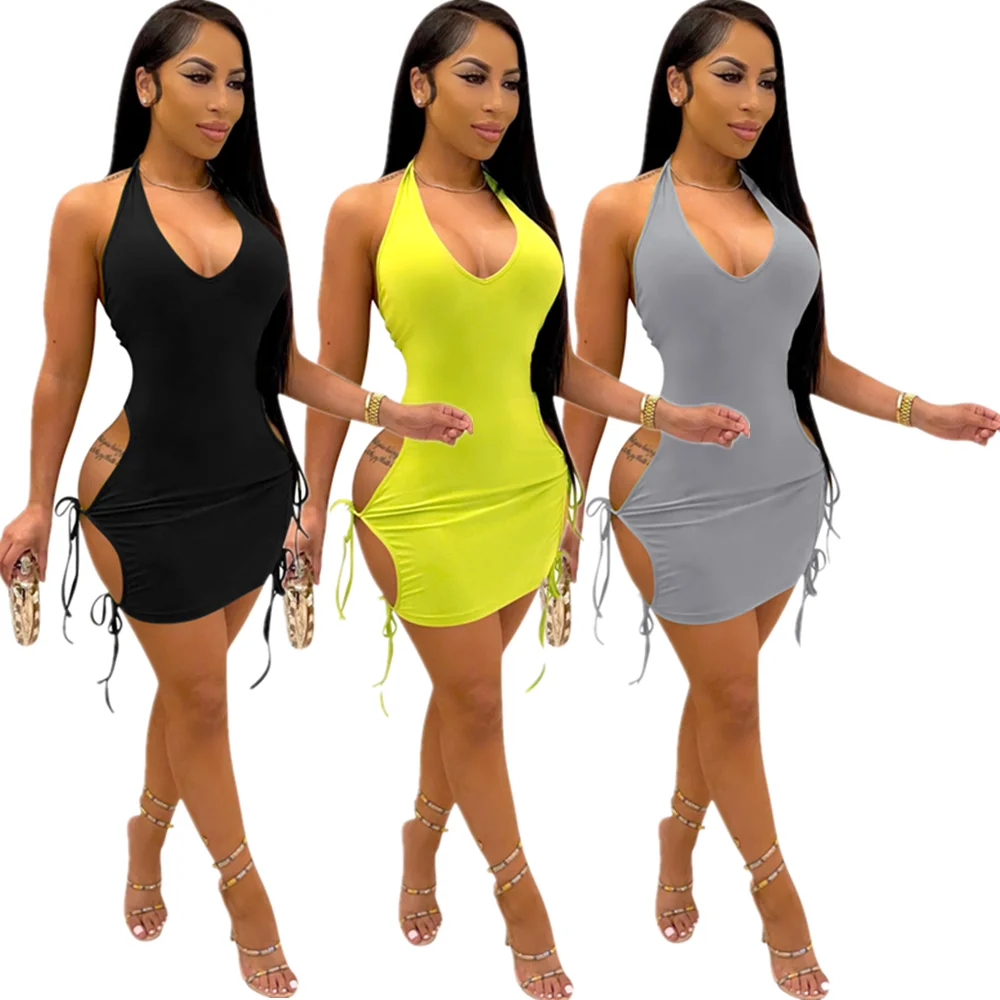 Sexy High Elastic Band Hollow Halter Sleeveless Dress Onepiece Skirt Bodycon Dress, As picture
Sexy High Elastic Band Hollow Halter Sleeveless Dress Onepiece Skirt Bodycon Dress, As picture