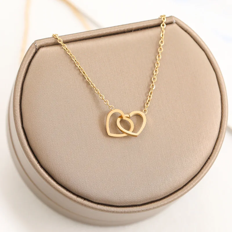 Water Proof 18K Gold Plated Titanium Steel Hollow Heart Necklace Geometric Double Love Heart Necklace For Women
Water Proof 18K Gold Plated Titanium Steel Hollow Heart Necklace Geometric Double Love Heart Necklace For Women