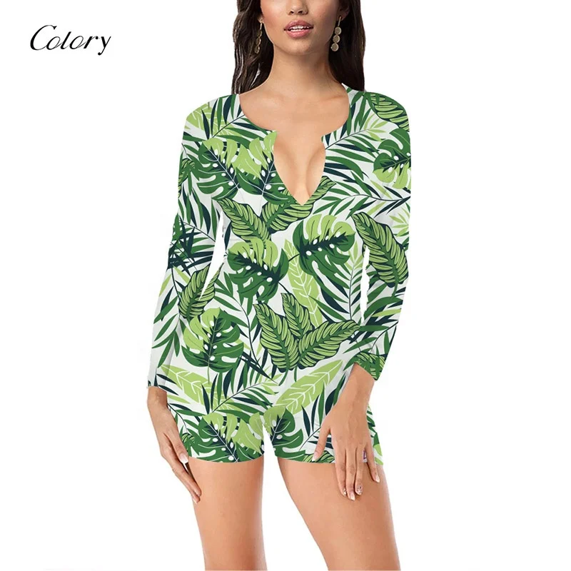 Colory Hot Sales Ladies Hawaiian Style Home Wear Sexy V-neck Onesie Sleepwear, Customized color
Colory Hot Sales Ladies Hawaiian Style Home Wear Sexy V-neck Onesie Sleepwear, Customized color