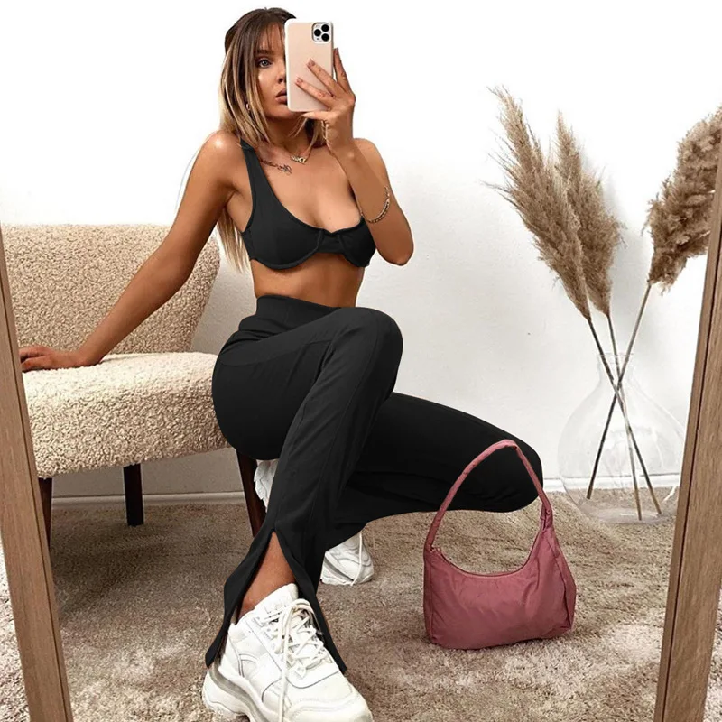 women Knitted casual tank tops and trousers outfits skinny stretch two pieces set slim Leggings Sportswear, Customized color
women Knitted casual tank tops and trousers outfits skinny stretch two pieces set slim Leggings Sportswear, Customized color