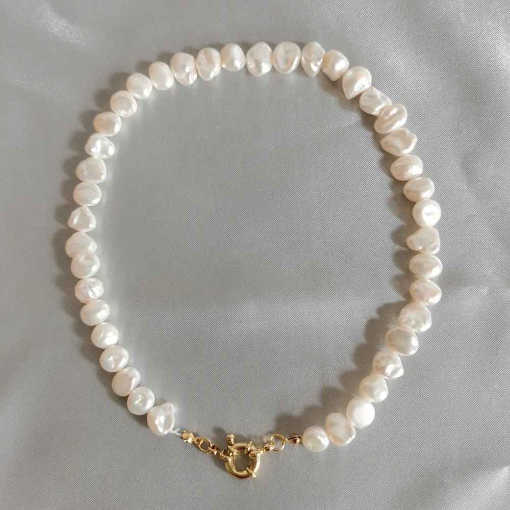 2021 fashion elegant irregular baroque freshwater pearl brass 18K gold plating necklace, Whhite
2021 fashion elegant irregular baroque freshwater pearl brass 18K gold plating necklace, Whhite