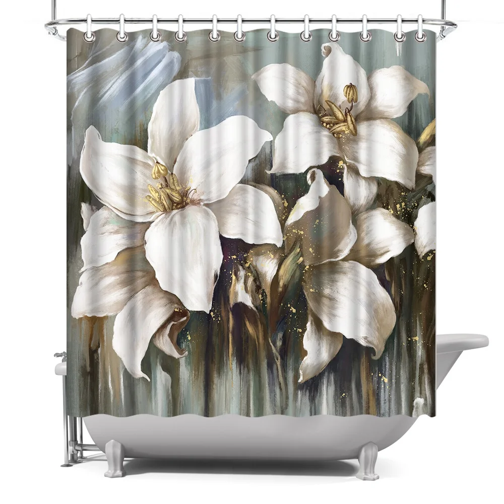 Popular Deign 100% Polyester White Flower Picture Washable Bath Shower Curtain For Hotel, Customized color
Popular Deign 100% Polyester White Flower Picture Washable Bath Shower Curtain For Hotel, Customized color