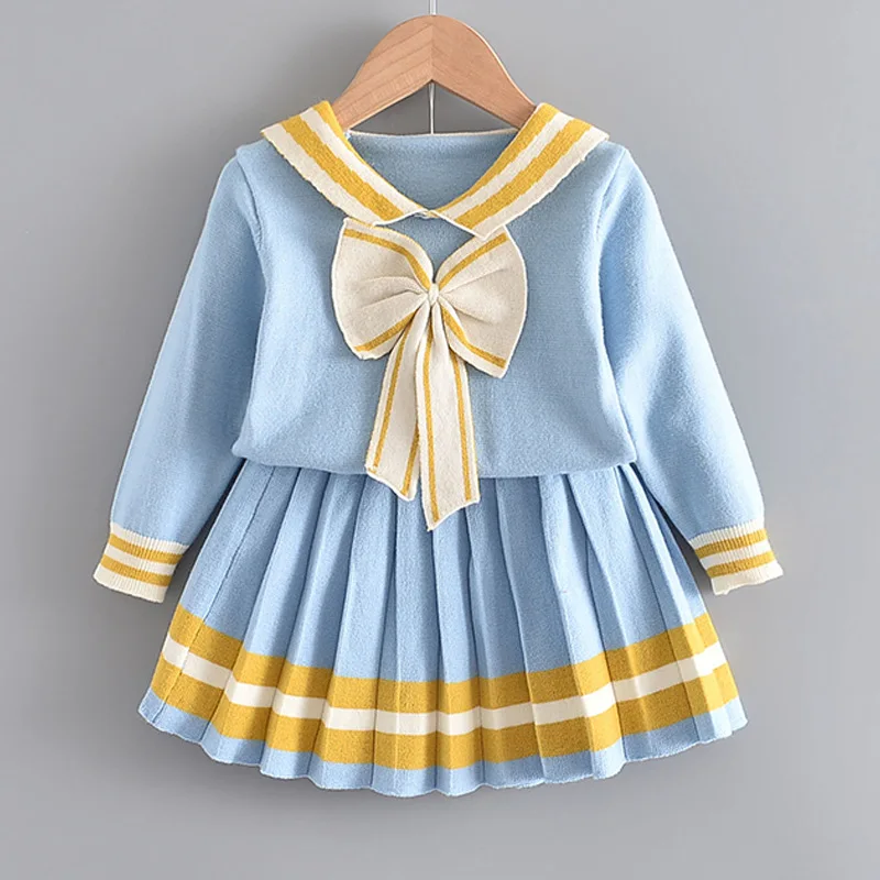 Customized School Style Cute Kids 2pc Outfits Knitted Cute Sailor Collar Bowknot T Shirt Girls And Plaid Mini Pleated Skirt
Customized School Style Cute Kids 2pc Outfits Knitted Cute Sailor Collar Bowknot T Shirt Girls And Plaid Mini Pleated Skirt