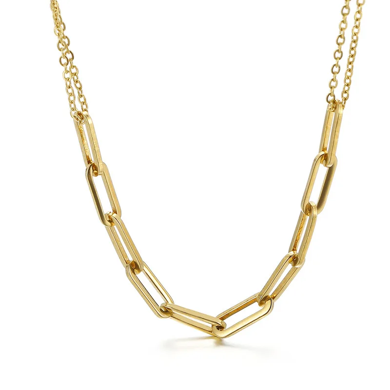 Trendy Hip Hop Thick Necklace Chain Stainless Steel Personality Fashion Square Clip Gold Necklace
Trendy Hip Hop Thick Necklace Chain Stainless Steel Personality Fashion Square Clip Gold Necklace