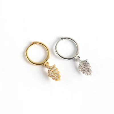 

2020 Trendy Sterling Silver Earrings Jewelry Leaves Shape Pendant Earrings With Diamonds Women Jewelry, As picture