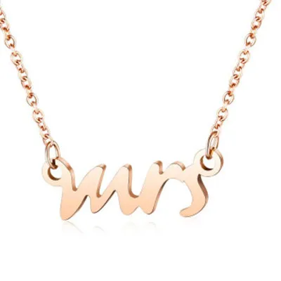 Zhuofang Fashion Women Jewelry Rose Gold Plated Letter Mrs Pendant Necklace High Polished Stainless Steel Necklace For Women
Zhuofang Fashion Women Jewelry Rose Gold Plated Letter Mrs Pendant Necklace High Polished Stainless Steel Necklace For Women