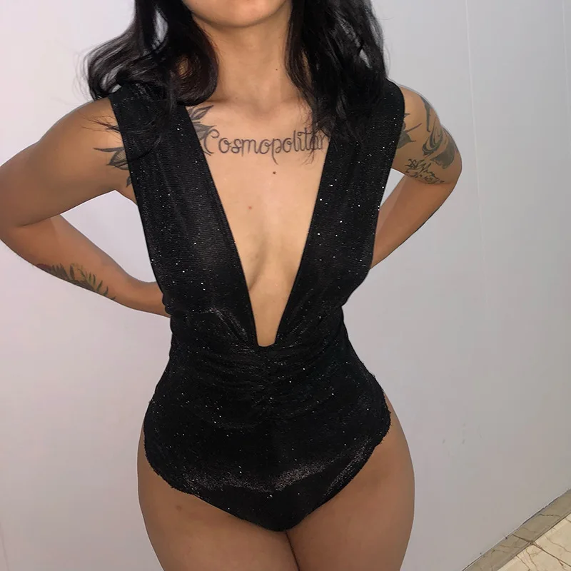 High Quality Women Sequined Deep V-Neck Stretch Sleeveless Skinny Vest Jumpsuit One Piece Outfit Bodysuits
High Quality Women Sequined Deep V-Neck Stretch Sleeveless Skinny Vest Jumpsuit One Piece Outfit Bodysuits