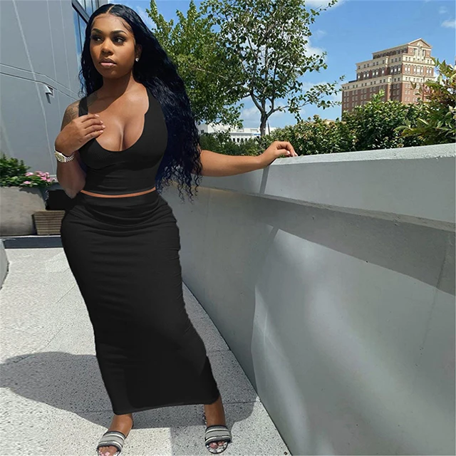 Sexy U Neck Camisole With Maxi Skirt Outfit Female Solid Two Piece Set Tight Fitted Casual Daily Wear -SM, 5 colors
Sexy U Neck Camisole With Maxi Skirt Outfit Female Solid Two Piece Set Tight Fitted Casual Daily Wear -SM, 5 colors