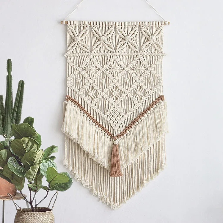 Macrame Woven Wall Hanging Boho Home Chic Cotton Handmade Wall Hanging Decor Macrame Wall Hanging, White
Macrame Woven Wall Hanging Boho Home Chic Cotton Handmade Wall Hanging Decor Macrame Wall Hanging, White
