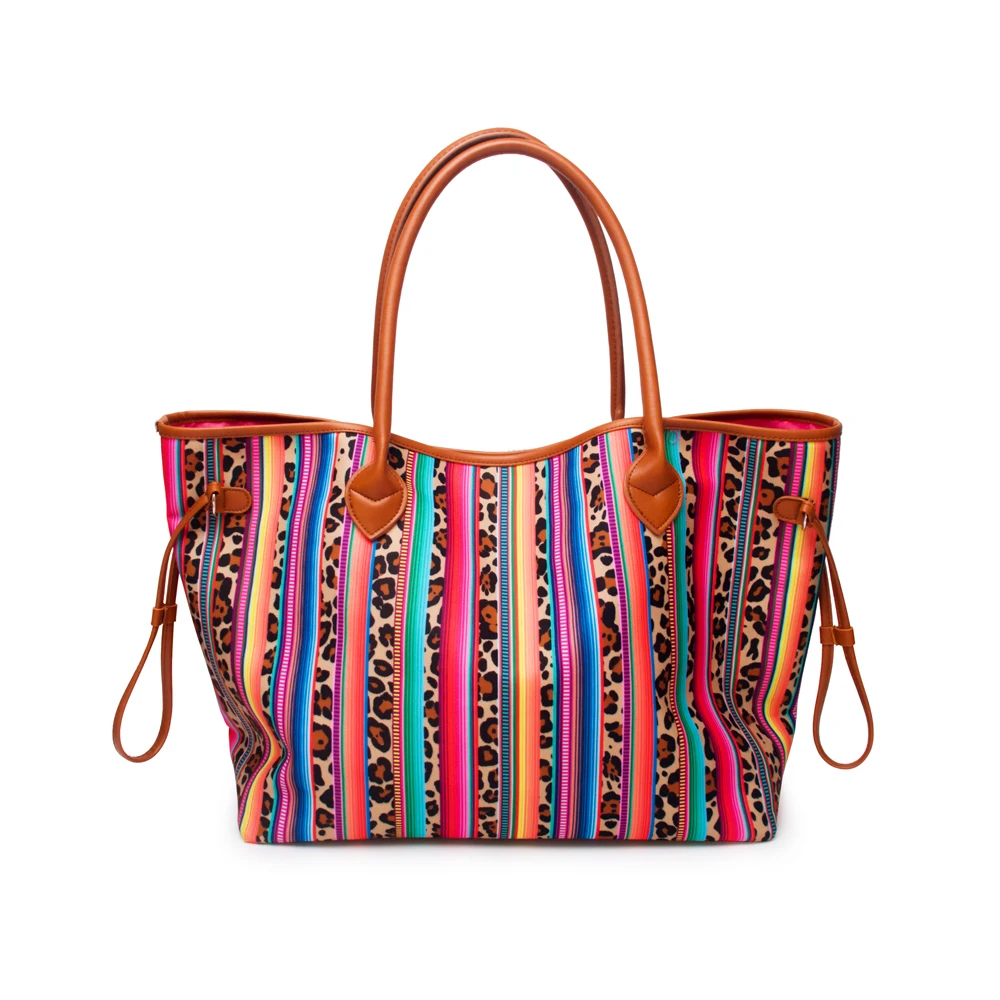 Wholesale Serape Cheetah Tote With Cord Trims, Exclusive Canvas Leopard Stripes Design Women Tote with Pu Handle DOM1091068, Serape stripe
Wholesale Serape Cheetah Tote With Cord Trims, Exclusive Canvas Leopard Stripes Design Women Tote with Pu Handle DOM1091068, Serape stripe