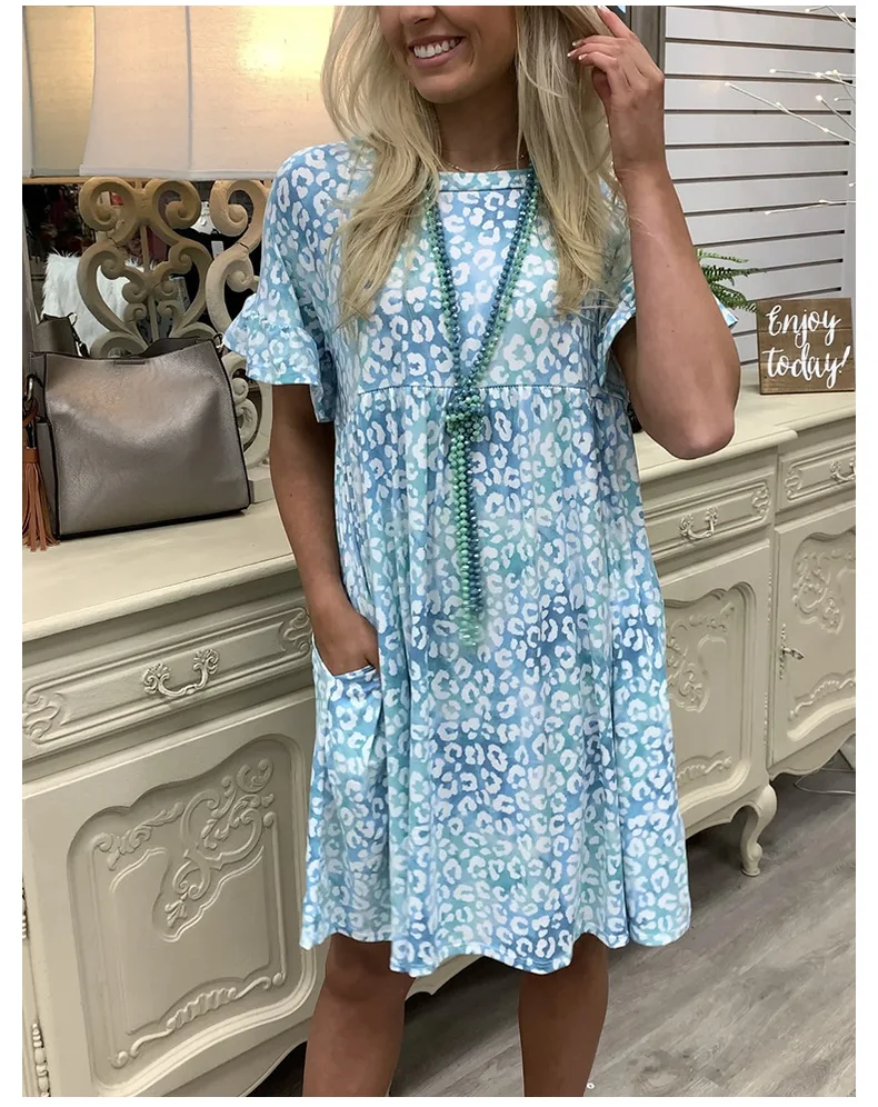 Summer Amazon temperament women's dress with round collar and flounce skirt leopard print casual dress elegant
Summer Amazon temperament women's dress with round collar and flounce skirt leopard print casual dress elegant