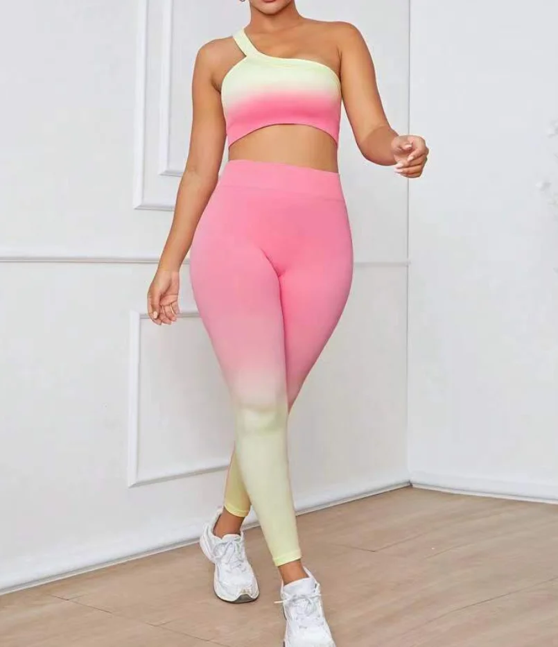 2023 New Gradient Sexy One Shoulder Gym Active Wear Butt Lift Women Seamless Fitness Yoga Workout Sets
2023 New Gradient Sexy One Shoulder Gym Active Wear Butt Lift Women Seamless Fitness Yoga Workout Sets