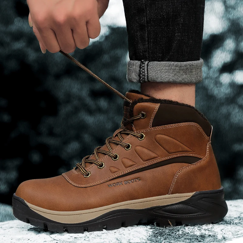 Genuine Leather Comfortable High-Top Hiking Boots For Men Brown S219-2192 (STOCK ITEM-20% OFF) 15 PRISTINE